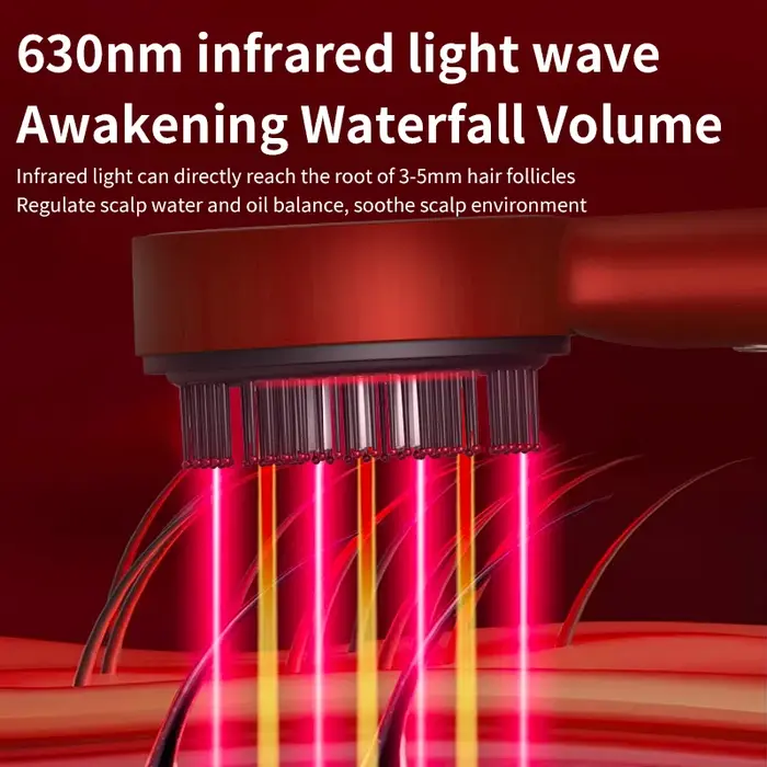 Peigne de Massage électrique à vibrations, thérapie à la lumière rouge, brosse de Massage pour la cr
