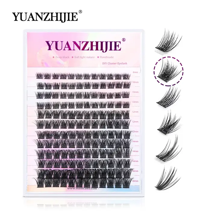 YUANZHIJIE-Extensions de cils naturels segmentés en grappe, beauté moelleuse russe, maquillage de ha