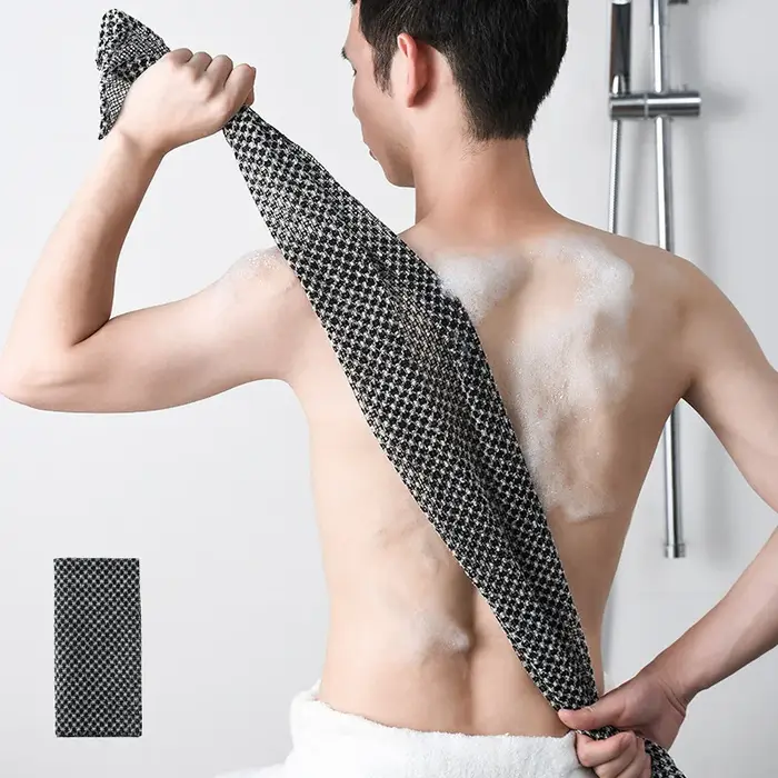 Épurateur exfoliant pour le corps du dos, pour bain de douche, serviette de gommage à longue bande, 