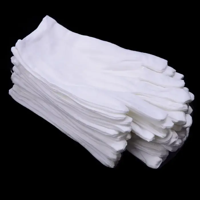 12 paires de gants en coton blanc pour les mains sèches