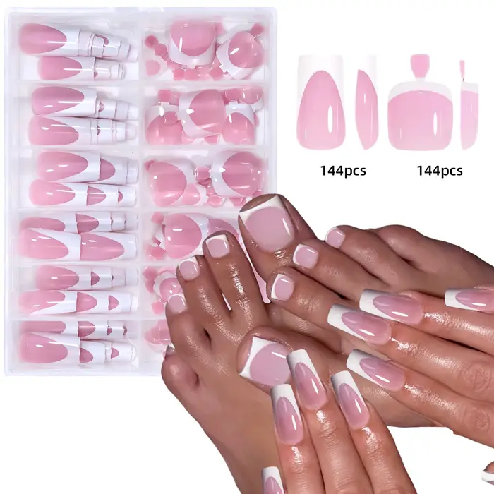 Ensemble d'ongles français pour les mains et les pieds