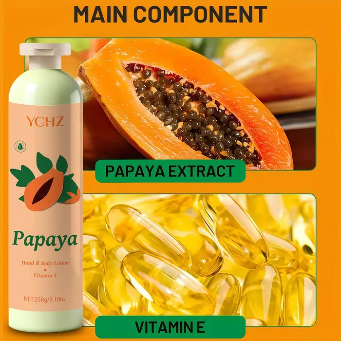 Lotion hydratante pour la peau à l'extrait de papaye et à la vitamine E