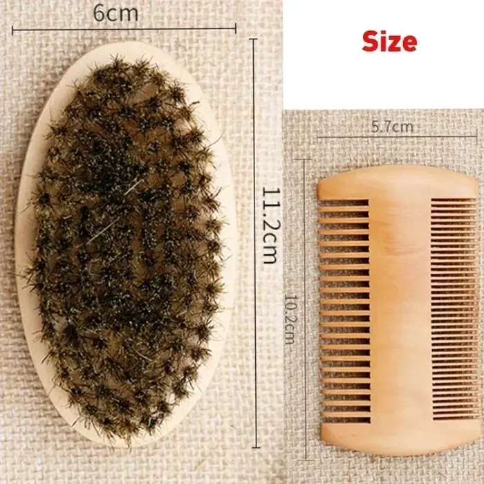 Brosse de rasage professionnelle en bois pour hommes, poils de sanglier souples, Kit de peigne à mou