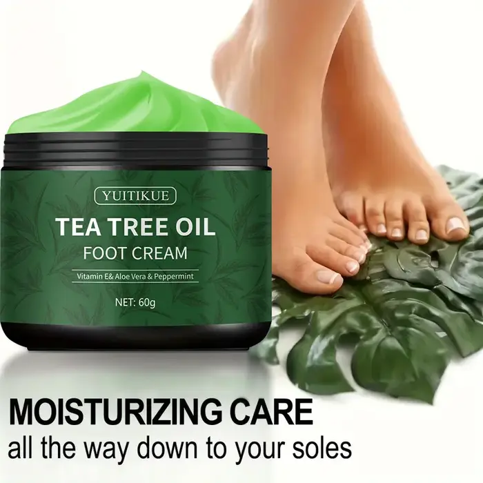 YUITIKUE Crème pour les pieds à l'huile d'arbre à thé - Vitamine E Aloe Vera