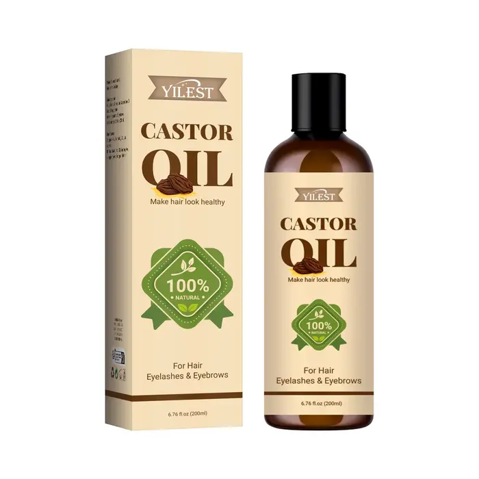 Huile de ricin 100% pure 200 ml – Pour la croissance des cheveux, des cils et des sourcils, un trait
