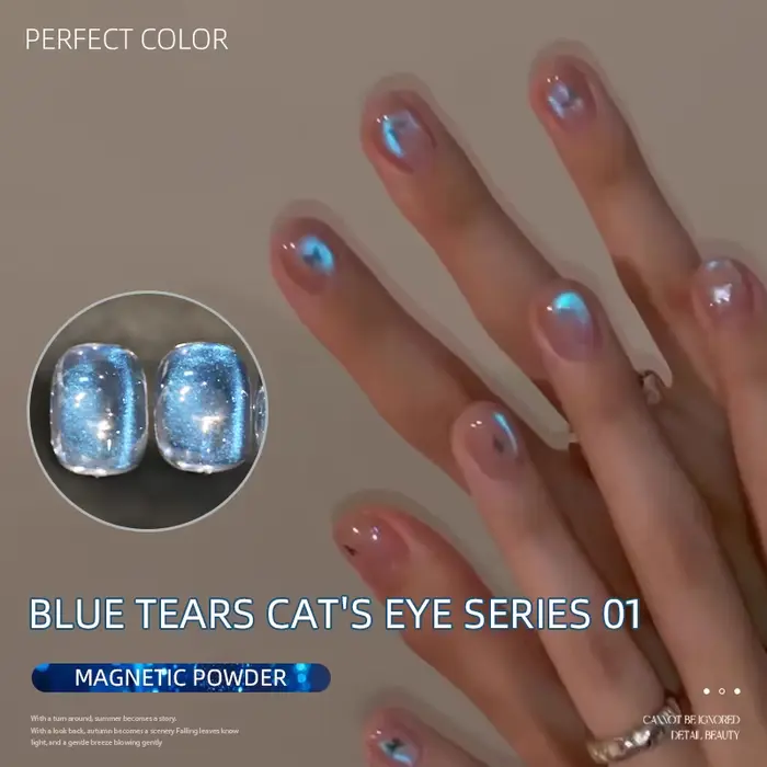 PARPECT COLOR Série œil de chat larmes bleues, 3 couleurs 1 pièce/3g Couleur bleue unique et poudre