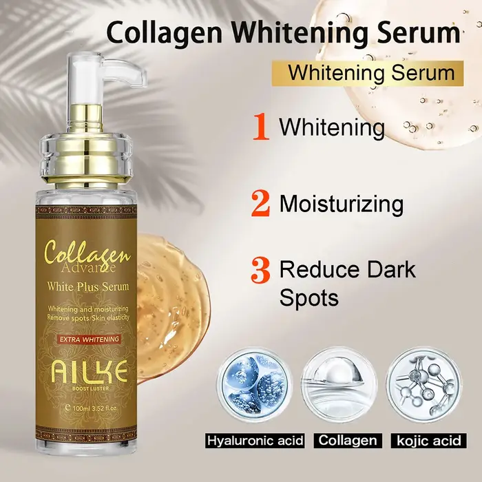 AILKE Lotion pour le corps blanchissante, réduit les taches foncées, même le teint, avec collagène e
