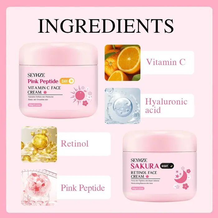Crème de jour et de nuit SEYHZE Sakura riche en rétinol + vitamine C/E