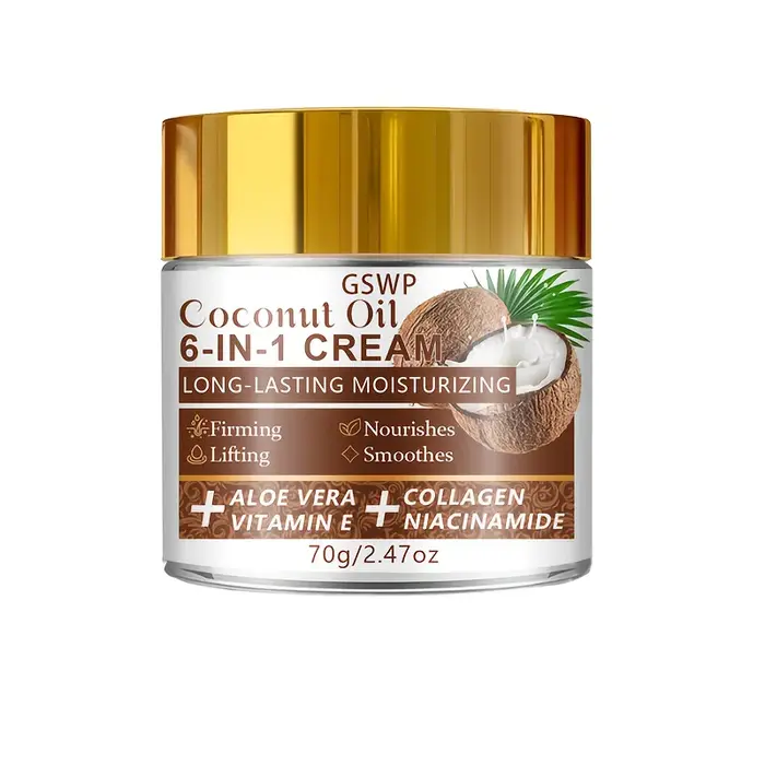 Crème hydratante à la noix de coco GSWP 6-en-1, enrichie en niacinamide et collagène, hydrate en pro