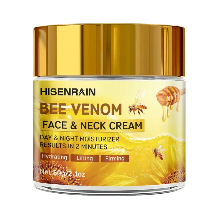 Crème HISENRAIN à la bave d'escargot et au venin d'abeille - Crème anti-âge pour le visage et le cou avec collagène et niacinamide, éclaircissante, raffermissante. Flacon en verre