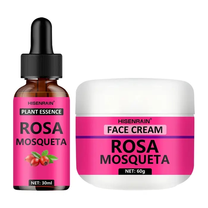 HISENRAIN Ensemble de soins pour la peau à la rose musquée : sérum hydratant et crème hydratante combinée – Kit anti-âge
