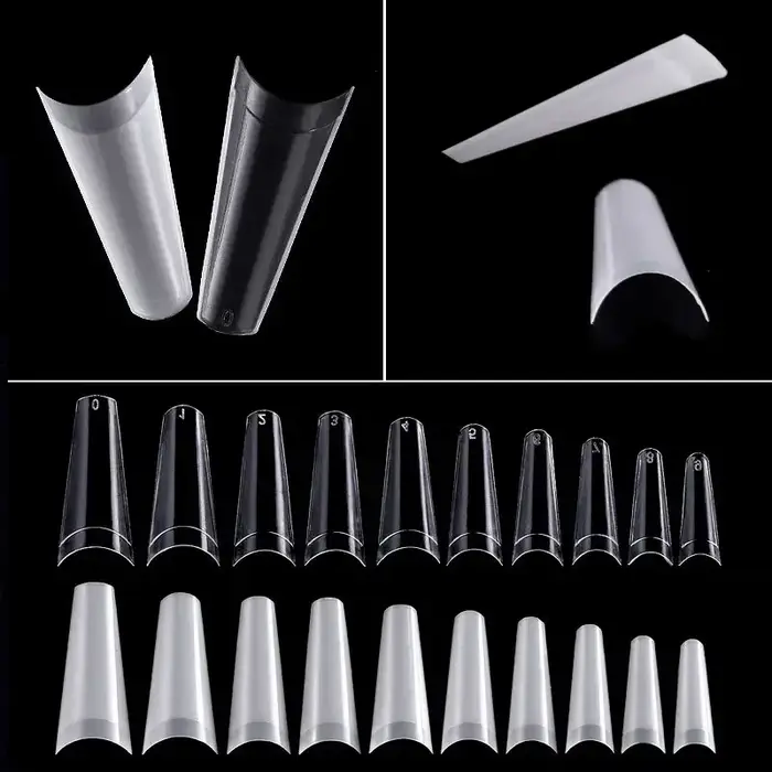 500 pièces faux ongles Art conseils français naturel Transparent cercueil faux ongles conseils acryl