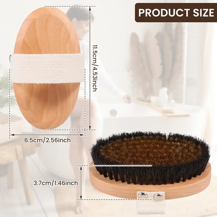 Brosses corporelles sèches en bois, brosse de massage pour la douche, brosse portable à poils en cui
