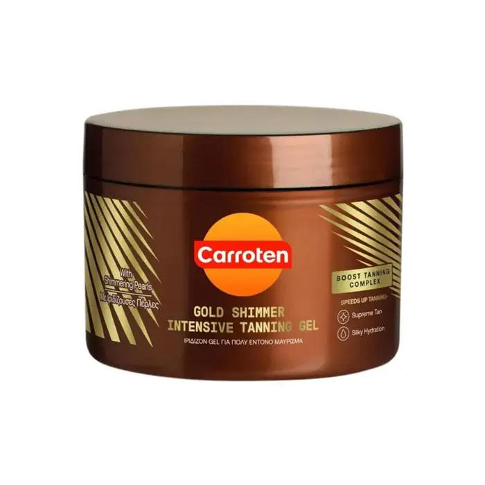 Carroten Supreme Tan Intensive Tanning Gel – Effet doré scintillant, bronzage rapide et hydratation 