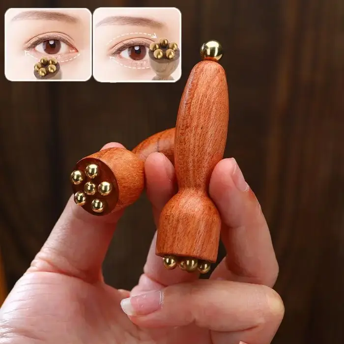 Outil professionnel Gua Sha pour le visage en laiton et palissandre