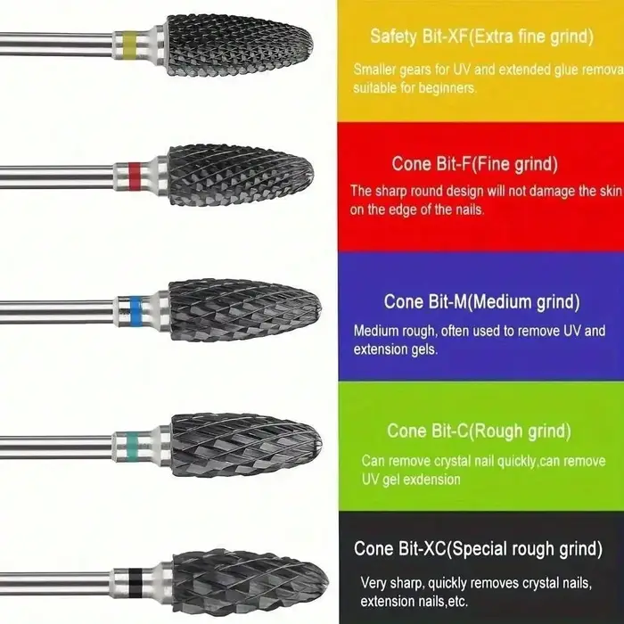 Forets à ongles en céramique noire, 3/32 pouces, sûr et professionnel, nettoyage des ongles, tête de