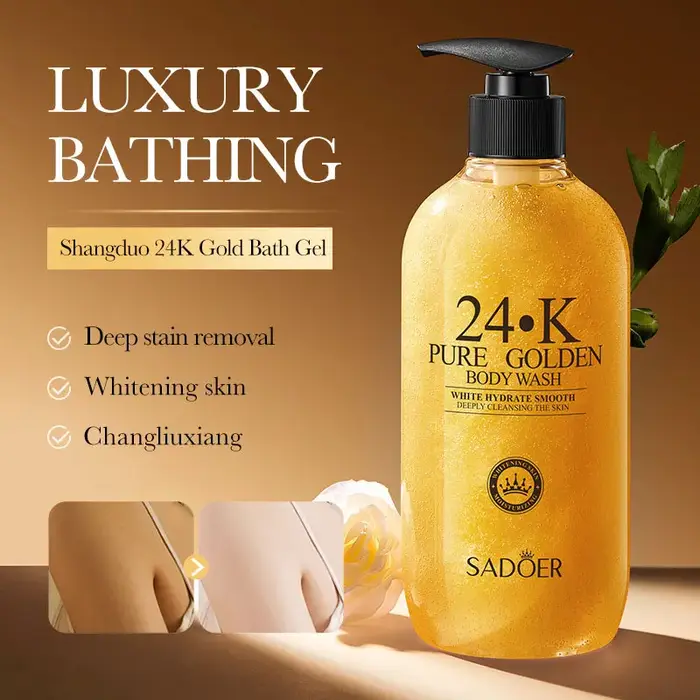 500ml24KPure or nettoyant pour le corps propre longue durée parfum bain mousse mousse liquide bain l