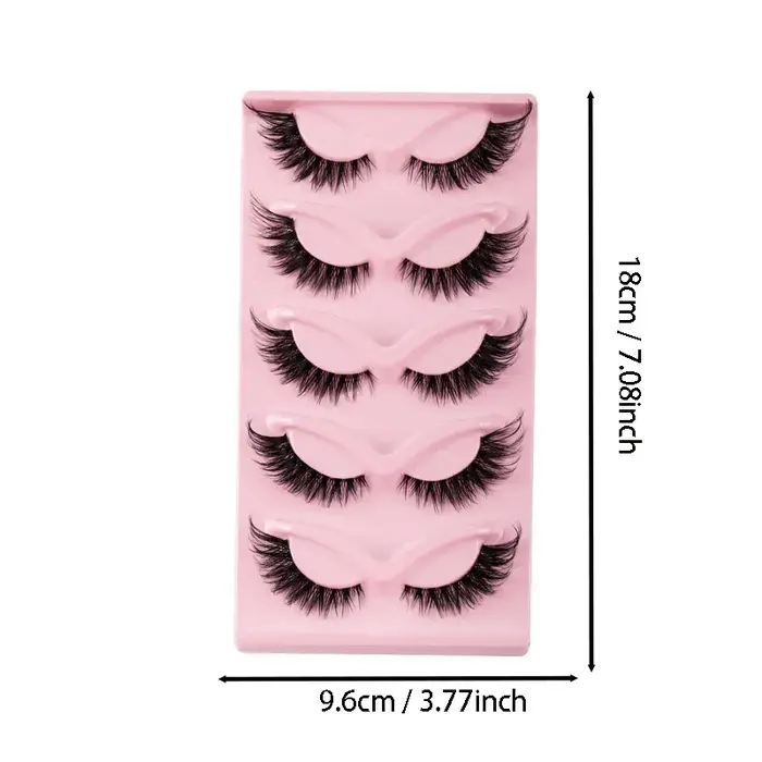 Faux-Cils en Faux Vison Naturel, Longs, Manga, Yeux Ailés, Accessoire de Maquillage, 5 Paires