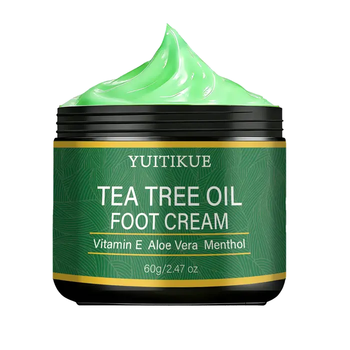 Crème pour les pieds à l'huile d'arbre à thé Yuitikue, 60g, infusée de vitamine E et d'aloe vera, cr