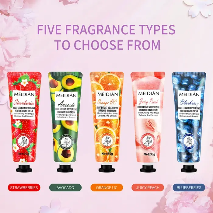 Meidian Fruit Fragrance Hand Cream Pack de 5 en boîte