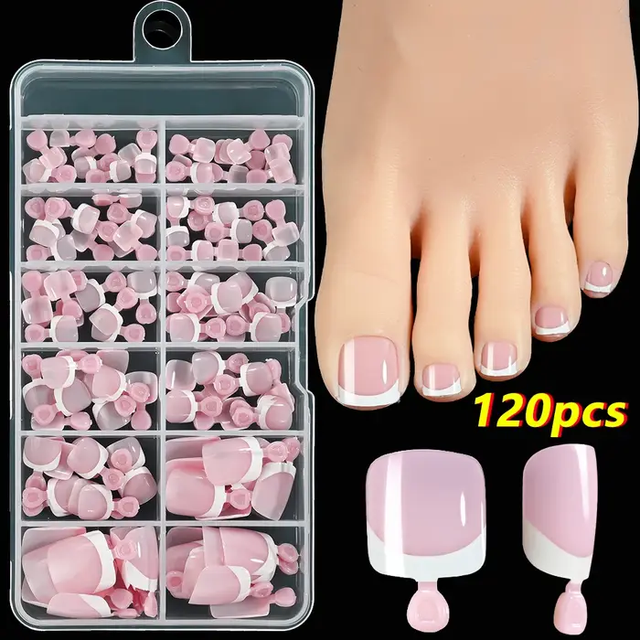 120 pièces rose français court carré faux ongles 12 tailles couverture complète presse