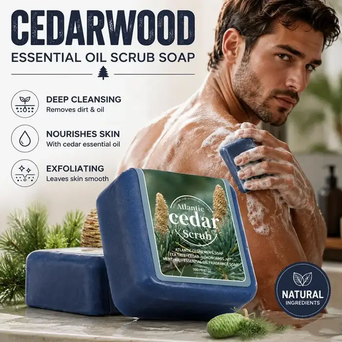 Savon à l'huile essentielle de cèdre pour hommes