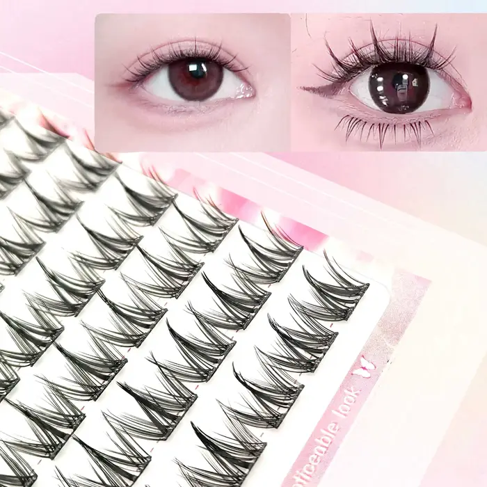 Kit d'extension de faux cils de style coréen : 100 grappes auto-adhésives, super douces et d'un aspe