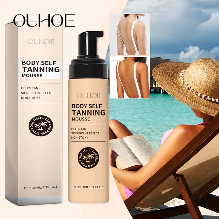 Ouhoe 100 ml Mousse autobronzante sans soleil Bronzant en bronze à séchage rapide Bronzant d'apparen