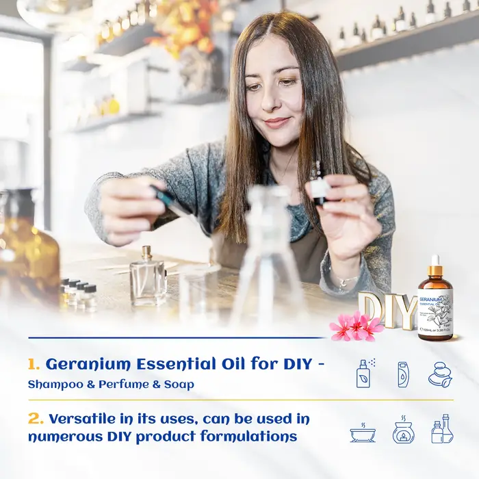 HIQILI huile essentielle de géranium 100% pur naturel Rose hortelle d'eucalyptus ​ ​ Fabrication de bougies diffuseur