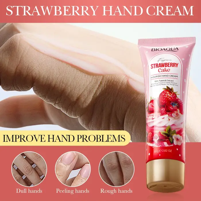 Crème pour les mains nourrissante au gâteau aux fraises 80g