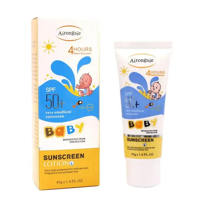 Lotion solaire pour bébé Airongsje SPF50+, résistante à l'eau, sans parfum, protection solaire à lar