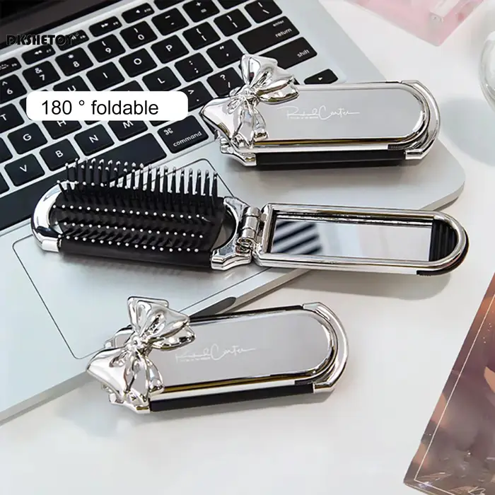 Mini peignes à cheveux pliants avec miroir pour voyage, outils de coiffure, brosse à cheveux de dess
