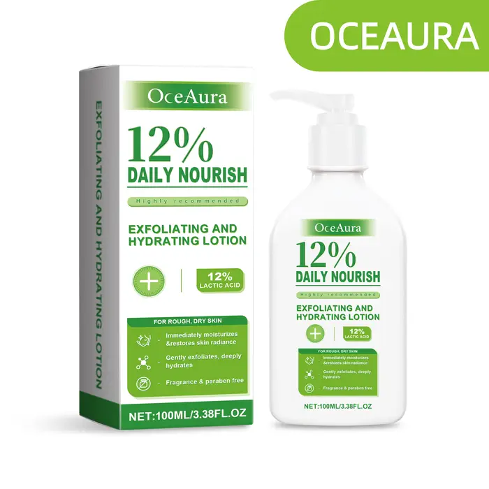 Lotion corporelle à l'acide lactique Oceaura, exfoliation profonde des cellules mortes, réduit la ru
