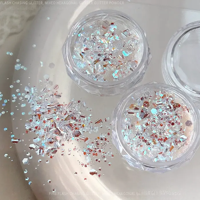2 bouteilles de paillettes hexagonales Ultra-fines pour ongles