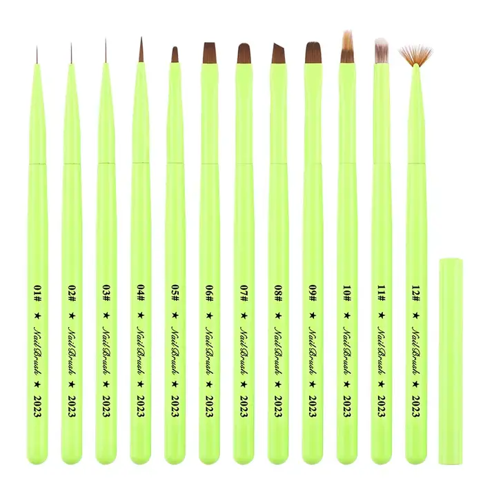 Brosse à ongles verte, brosse à Gel pour manucure, stylo d'extension de Gel UV acrylique, vernis à o