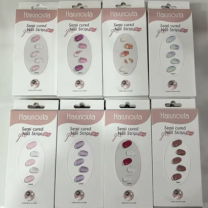 Enveloppes pour ongles semi-durcies, 16/20 pointes, adhésif de couleur unie, imperméable, Gel longue