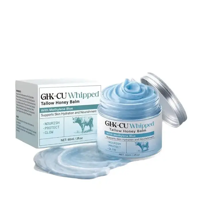 Baume Fouetté au Suif et au Miel GHK-CU, Crème Visage aux Peptides de Cuivre Bleu, Hydratation Profo