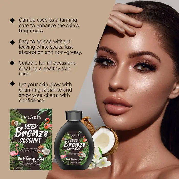 Lotion bronzante foncée à l'huile de coco