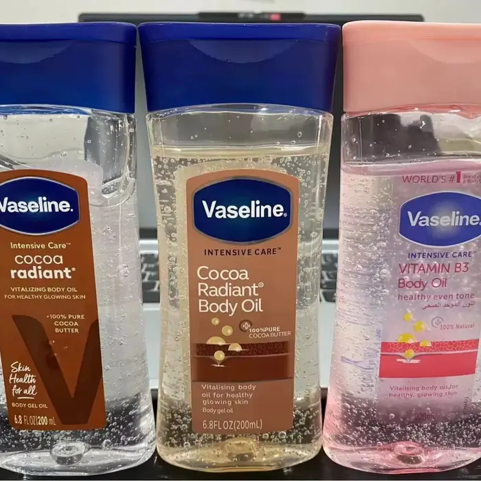 Huile Corporelle Éclatante au Cacao Vaseline 200ml – Soin Hydratant Longue Durée