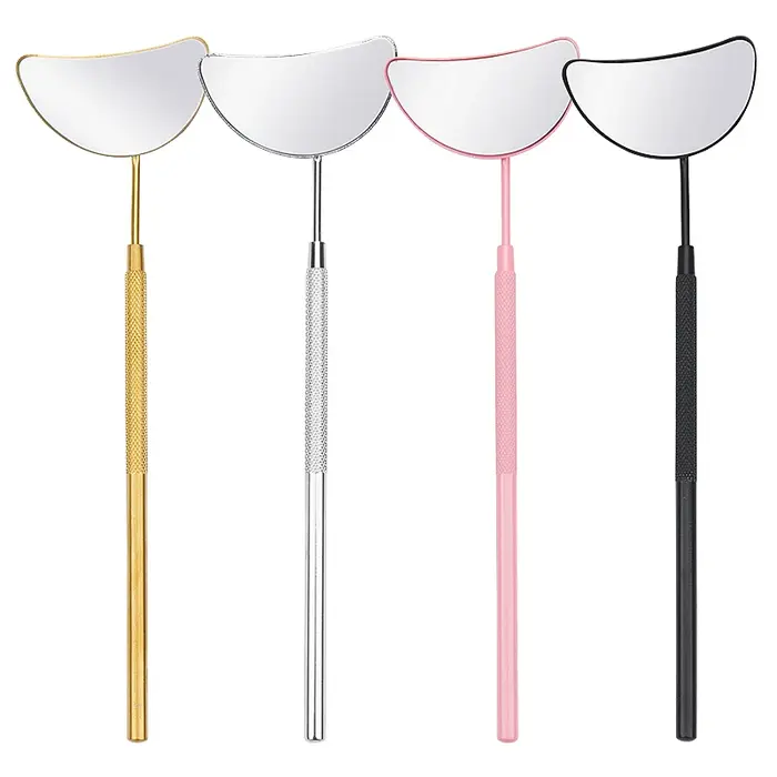 Miroir d'extension de cils en forme de lune, 1 pièce, détachable, en acier inoxydable, miroir de maq