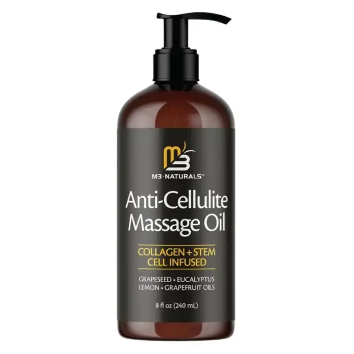 Huile de massage anti-cellulite M3 Naturals 240ml Collagène + Pépins de raisin Réduit la texture de