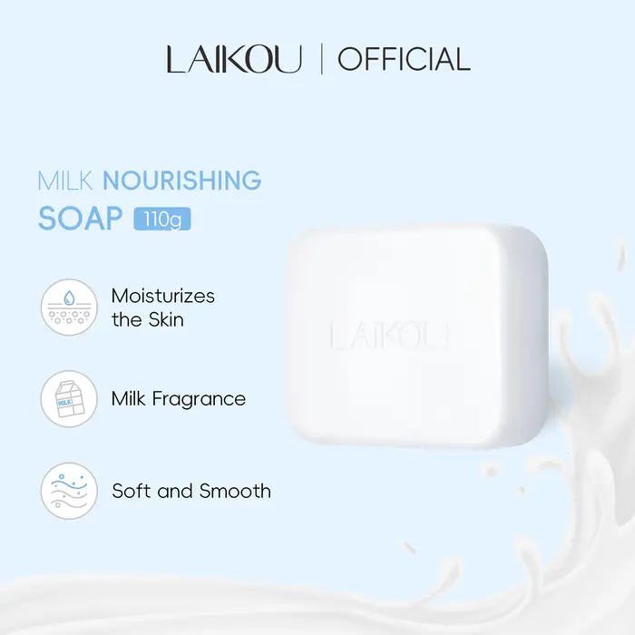 LAIKOU 110g Savon nourrissant au lait nettoyant doux formule non sèche pour peaux douces et lisses