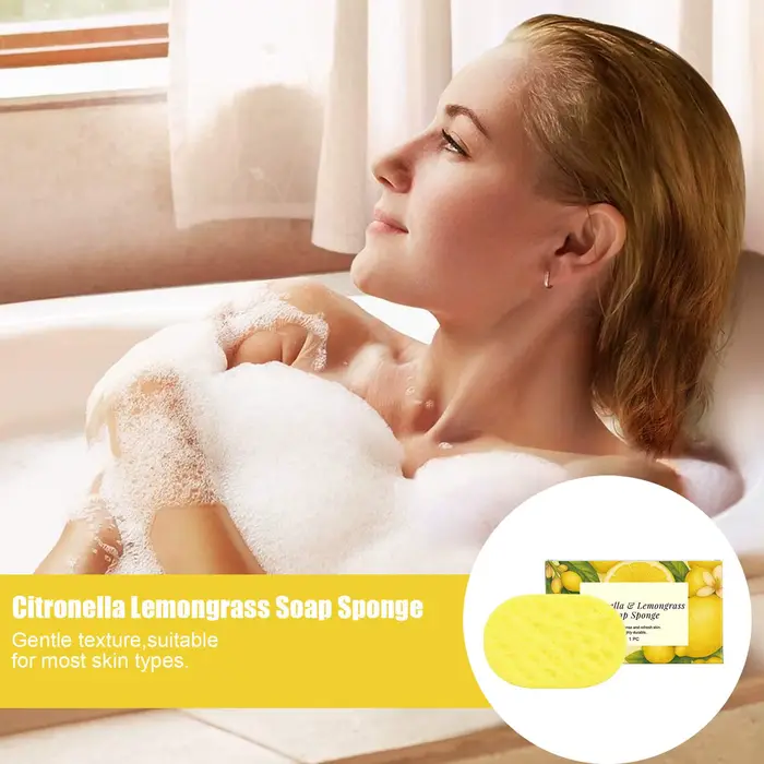 Éponge de bain exfoliante à la citronnelle et au citron pour le contrôle du sébum