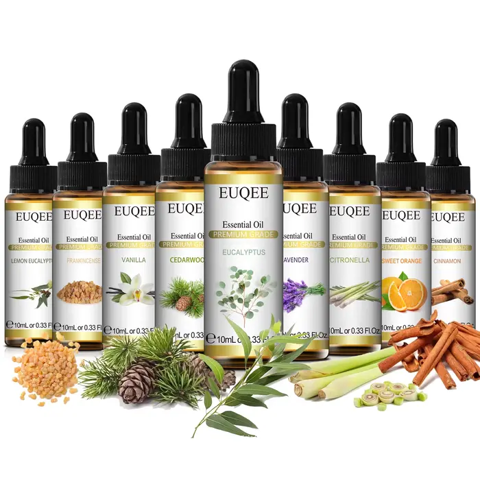 EUQEE 10ml huile essentielle Pure pour diffuseur d'aromathérapie-joim Eucalyptus encens cannelle lavande arôme huiles essentielles