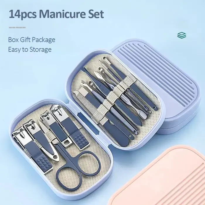Ensemble de manucure et pédicure de luxe pour hommes et femmes, ciseaux à ongles, coupe-ongles, cuil