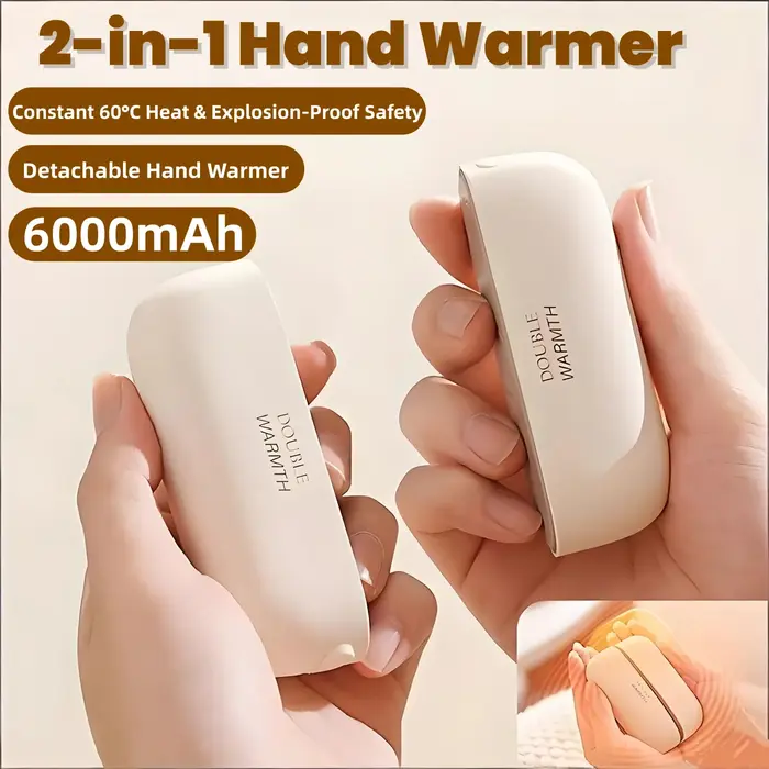 Chauffe-mains magnétique rechargeable double 6000 mAh