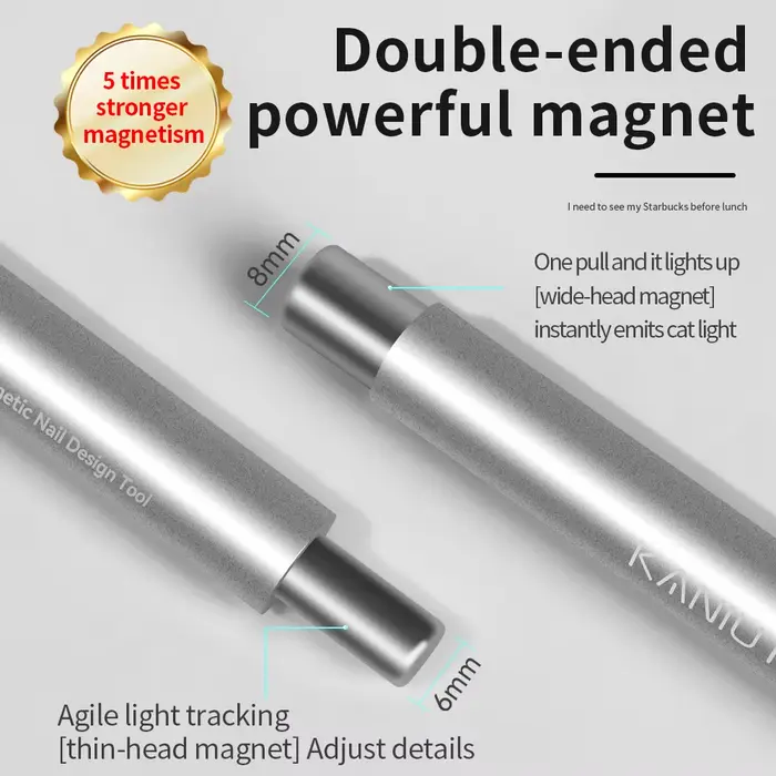 1/2 pièces Double tête oeil de chat circulaire aimant perle cylindrique outil d'art des ongles pour