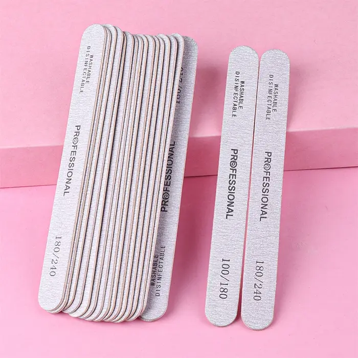 Limes à ongles en bois pour manucure, tampon en bois gris épais et droit, grain 100/180, pédicure pr