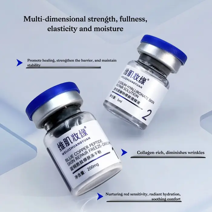 Sérum GHK-Cu Premium Lyophilisé au Peptide de Cuivre Bleu Anti-rides, Réparateur de Barrière Cutanée