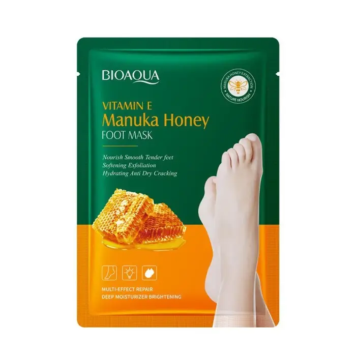 Masque pour les pieds au miel de Manuka et à la vitamine E - Soin hydratant en profondeur, exfoliant